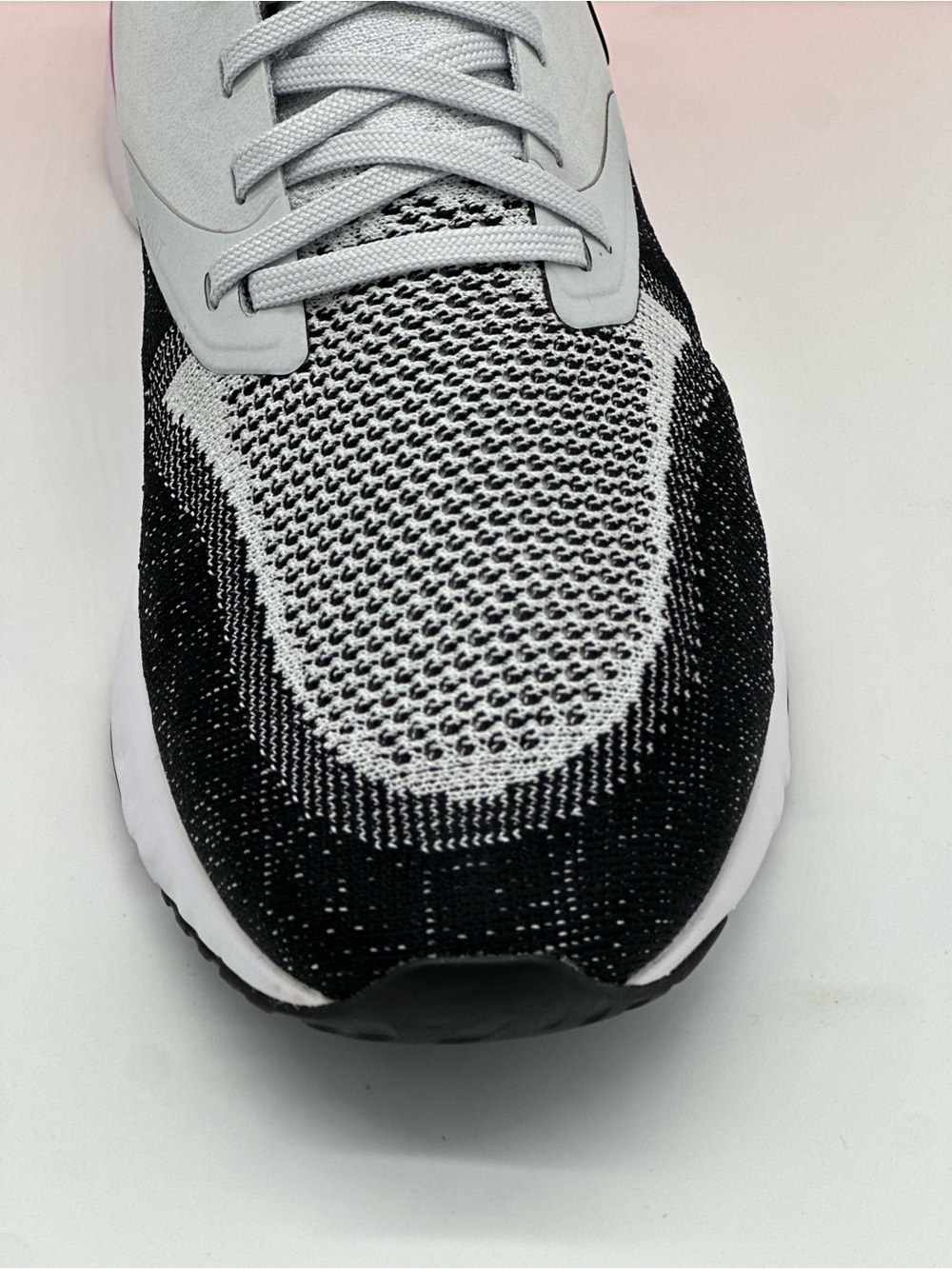 Nike Men’s Black, White & Purple Knit Running Sneakers - Picture 2 of 9